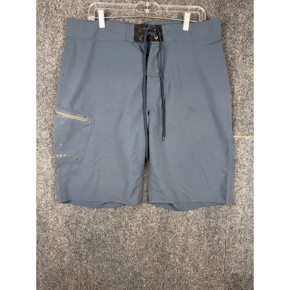 Simms Board Shorts Mens 34 Blue Gray Cargo SolarFlex Fishing Performance